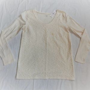 Cream Lace Long Sleeve Shirt Size S New but without tags